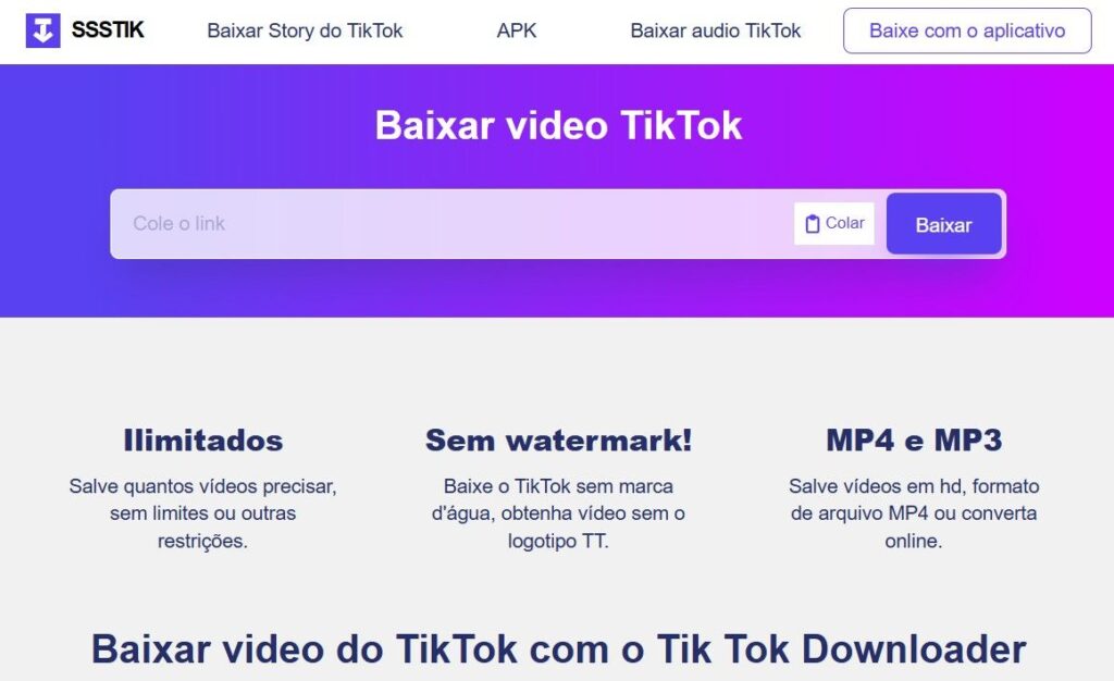 TikTok Downloader - Baixar Vídeo do TikTok Sem Marca D'água 1 Baixar Vídeo do TikTok